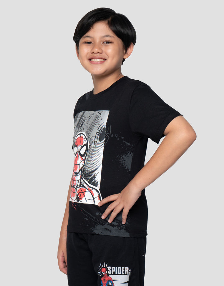 Marvel Spiderman Head Splash Print Kaos Anak Laki-laki