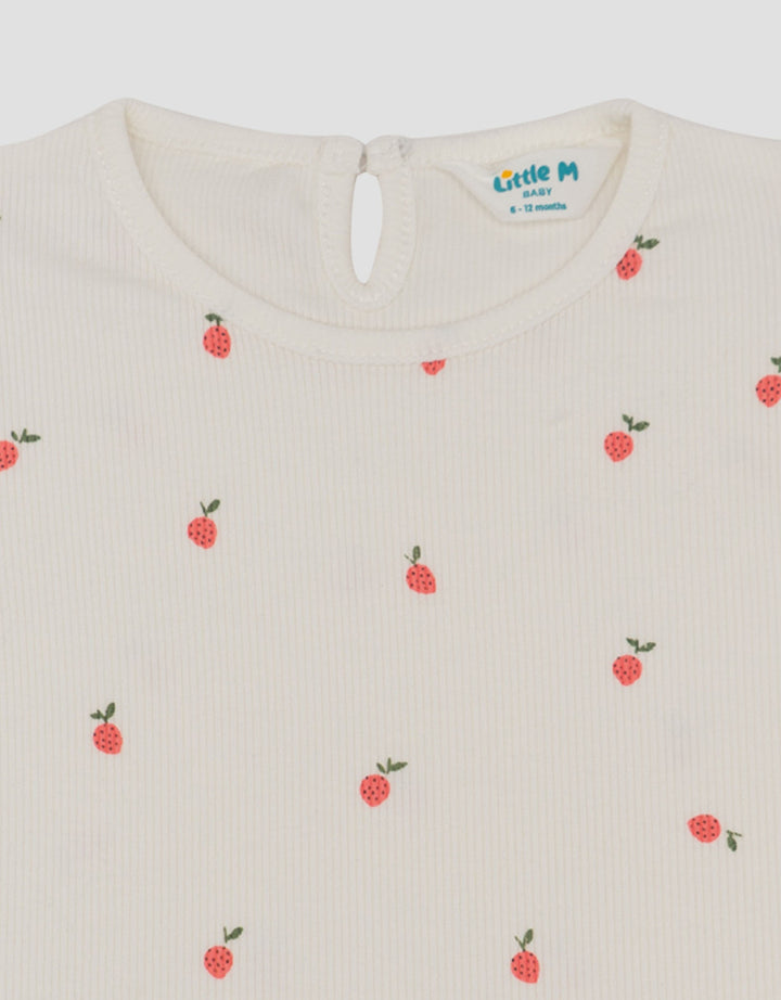 Little M Textured Rib Fp Cherry Pakaian Setelan Bayi