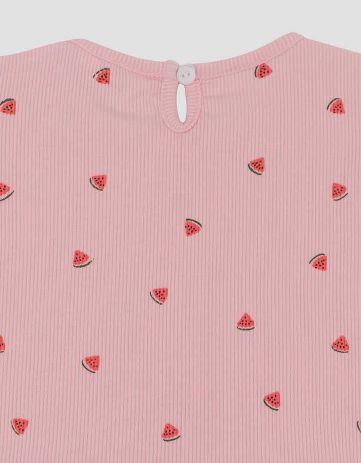 Little M Textured Rib Fp Watermelon Pakaian Setelan Bayi
