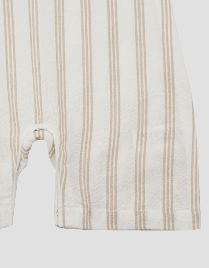 Little M Woven Rami Print Salur Romper Bayi