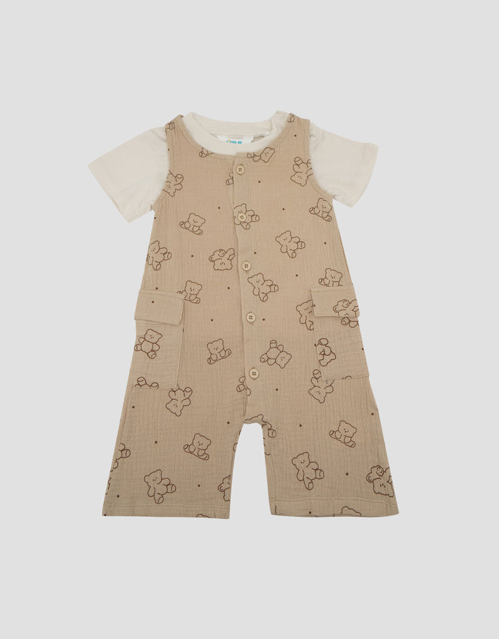 Little M Romper Double Layer Fullprint Bears Jumpsuit Bayi