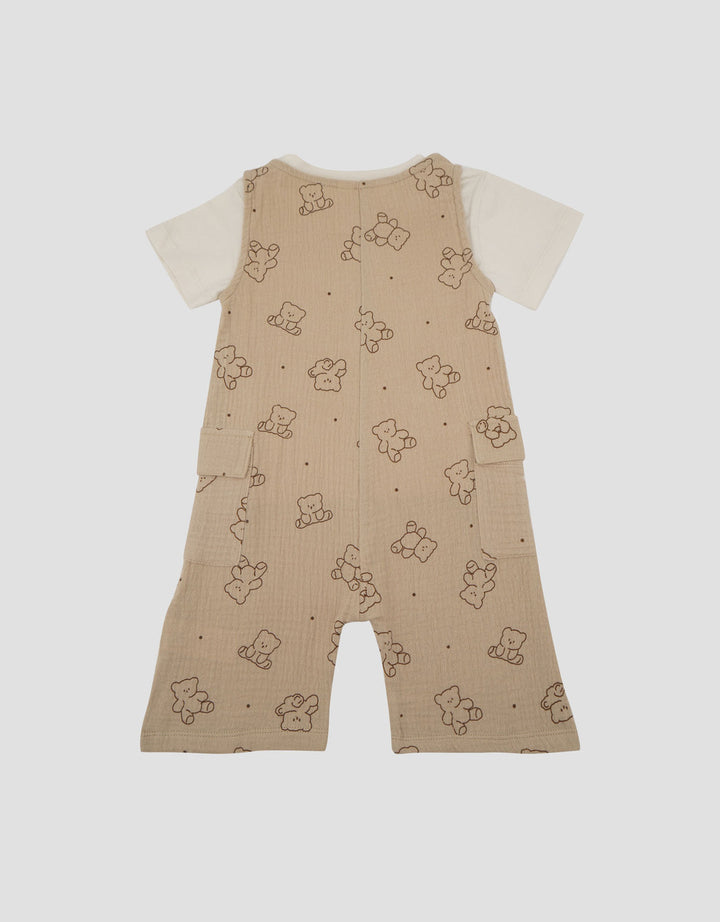 Little M Romper Double Layer Fullprint Bears Jumpsuit Bayi