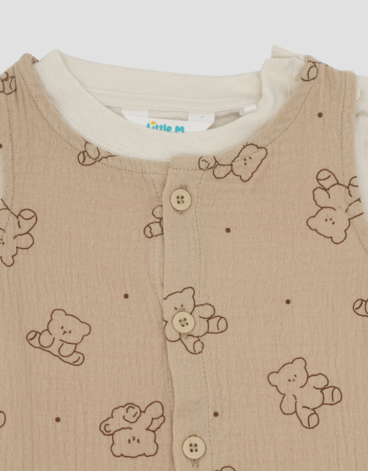 Little M Romper Double Layer Fullprint Bears Jumpsuit Bayi