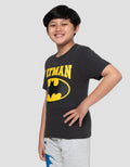 Character Batman Logo Depan Print Kaos Anak Laki-laki