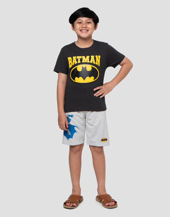 Character Batman Logo Depan Print Kaos Anak Laki-laki
