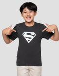Character Superman Logo Silver Print Kaos Anak Laki-Laki