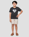 Character Superman Logo Silver Print Kaos Anak Laki-Laki