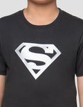 Character Superman Logo Silver Print Kaos Anak Laki-Laki