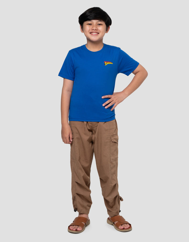 Character Superman Hero Fly Print Kaos Anak Laki-laki