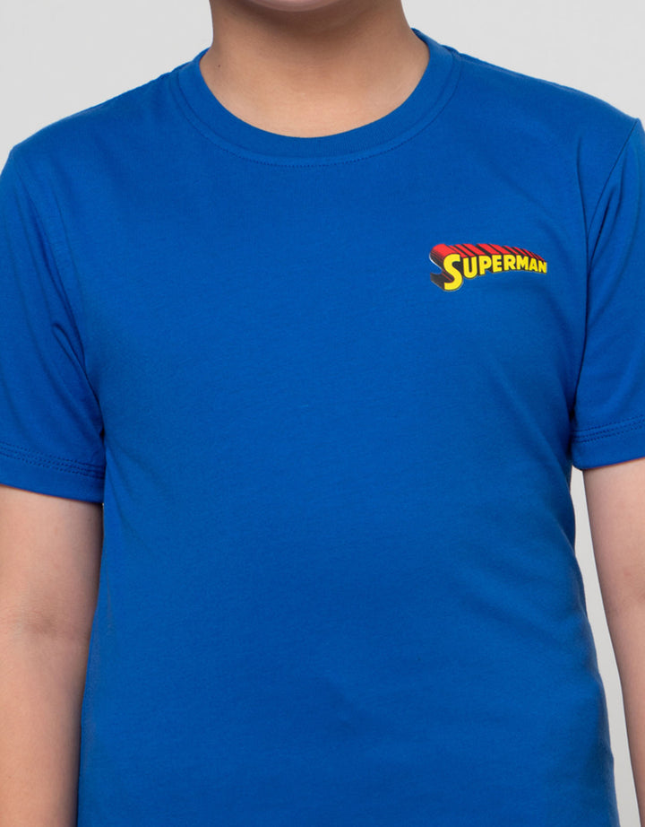 Character Superman Hero Fly Print Kaos Anak Laki-laki