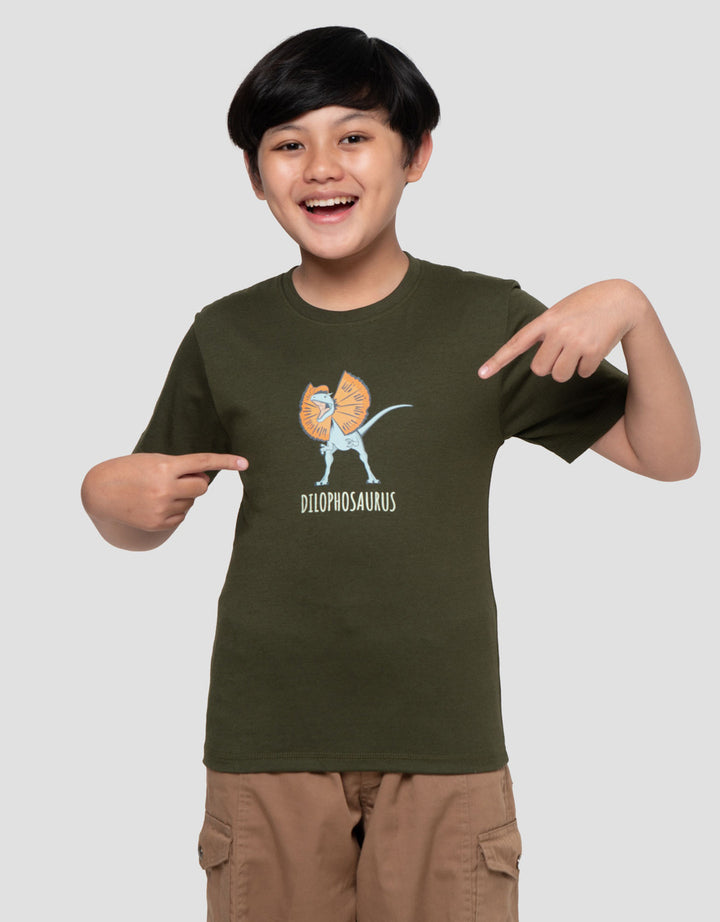 Character Jurassic Dilop Print Kaos Anak Laki-laki
