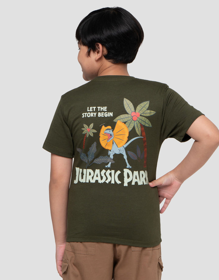 Character Jurassic Dilop Print Kaos Anak Laki-laki