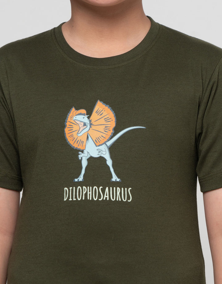 Character Jurassic Dilop Print Kaos Anak Laki-laki