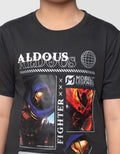 Character Mlbb Aldous Fire Print Kaos Anak Laki-laki