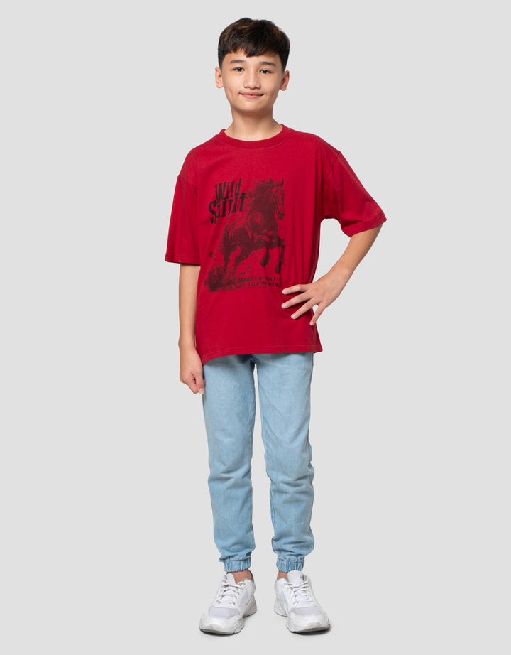 Nevada Print Horse Kaos Oversize Anak Laki-laki