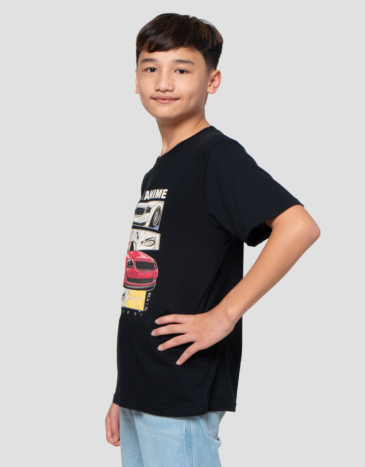Nevada Print Car Drift Anime Kaos Anak Laki-laki