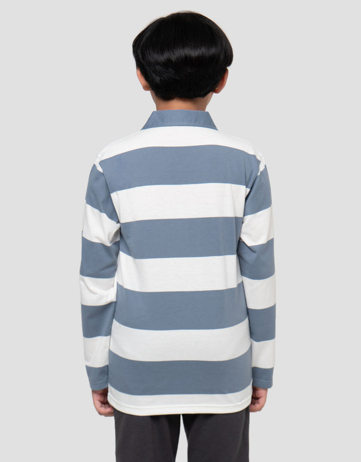 Nevada Collar Yarndyed Awning Stripe Kaos Lengan Panjang Anak Laki-Laki