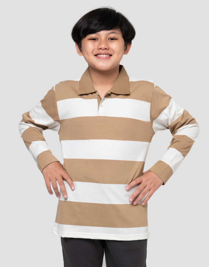 Nevada Collar Yarndyed Awning Stripe Kaos Lengan Panjang Anak Laki-Laki