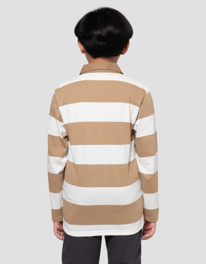 Nevada Collar Yarndyed Awning Stripe Kaos Lengan Panjang Anak Laki-Laki