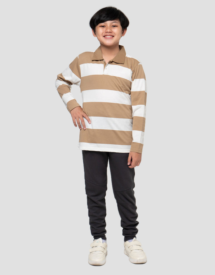 Nevada Collar Yarndyed Awning Stripe Kaos Lengan Panjang Anak Laki-Laki