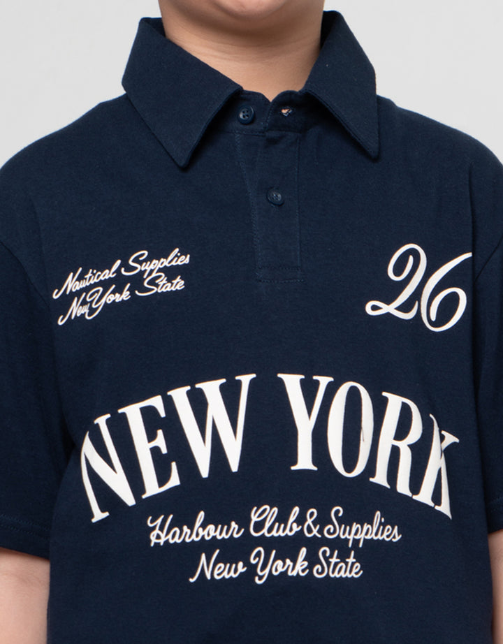 Nevada Collar Print New York Kaos Anak Laki-laki
