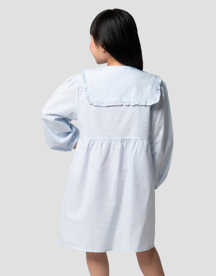 Suko Solid Kerah Flat Gaun Dress Anak Perempuan