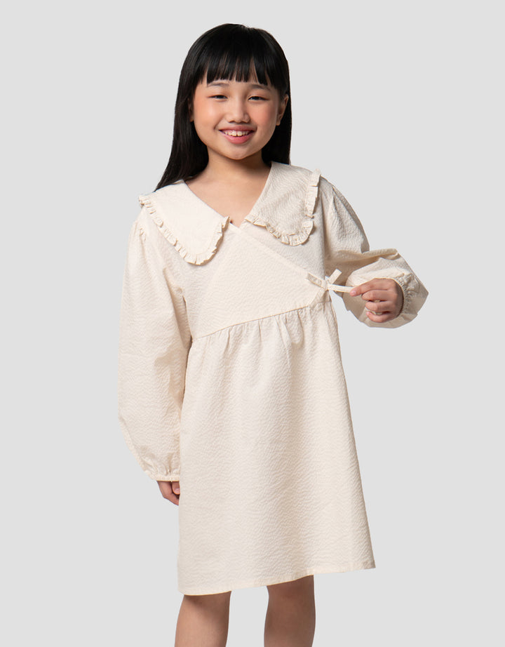 Suko Solid Kerah Flat Gaun Dress Anak Perempuan