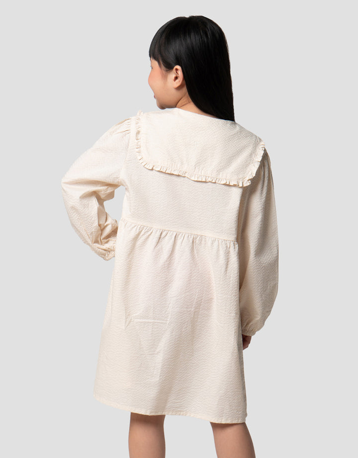 Suko Solid Kerah Flat Gaun Dress Anak Perempuan