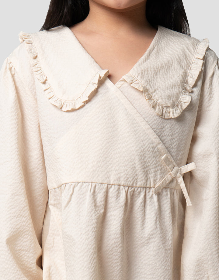 Suko Solid Kerah Flat Gaun Dress Anak Perempuan