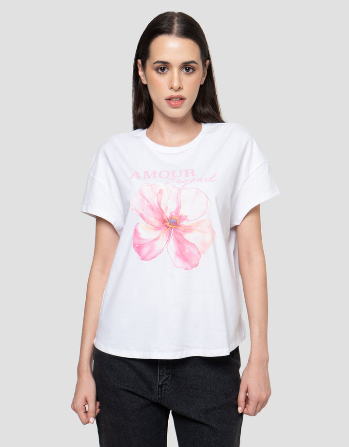 Connexion Print Big Flower Kaos Wanita