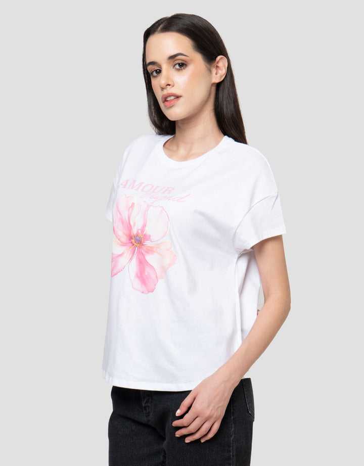 Connexion Print Big Flower Kaos Wanita