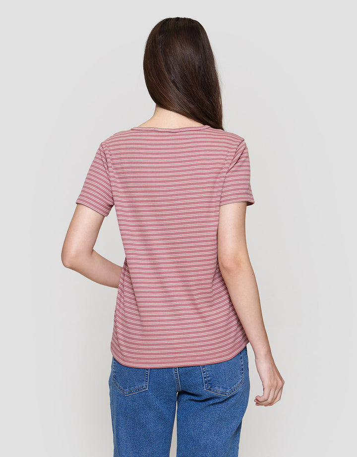 Connexion Rib Stripe Kaos Wanita