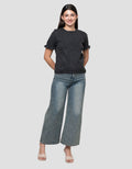 Connexion Ruffle Melange Kaos Lengan Pendek Wanita