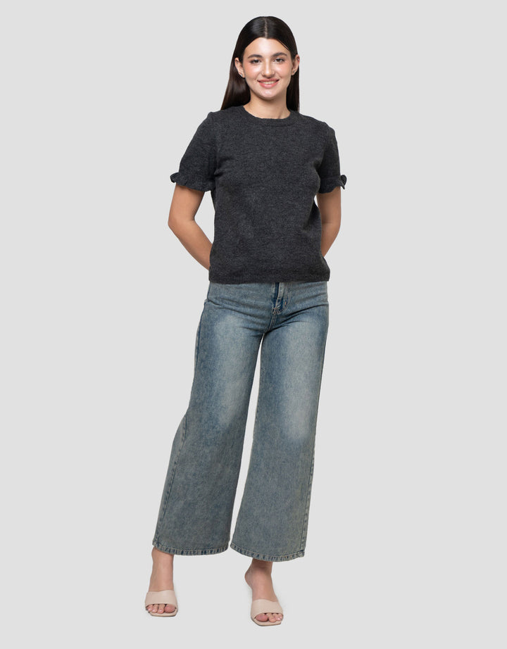 Connexion Ruffle Melange Kaos Lengan Pendek Wanita