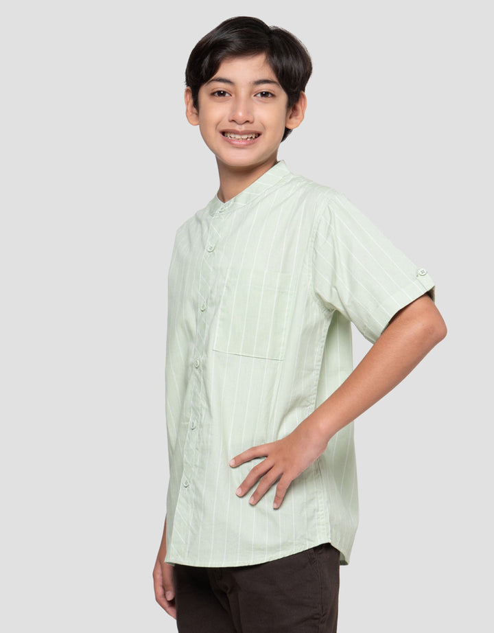 Nevada White Stripes Kemeja Koko Anak Laki-laki