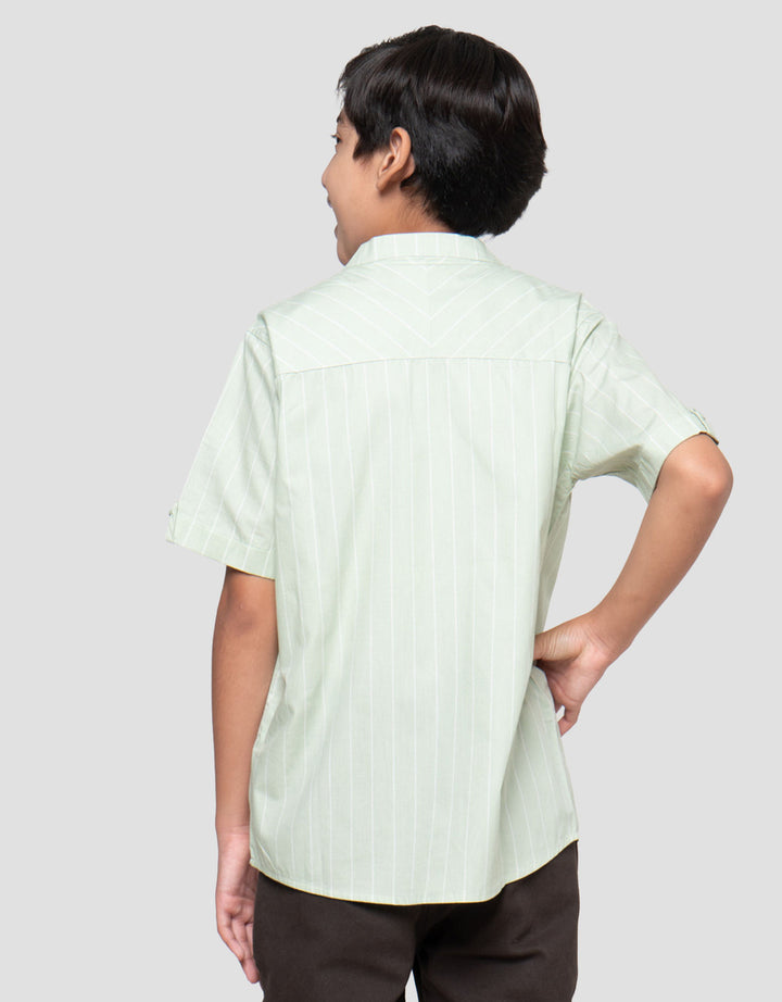 Nevada White Stripes Kemeja Koko Anak Laki-laki