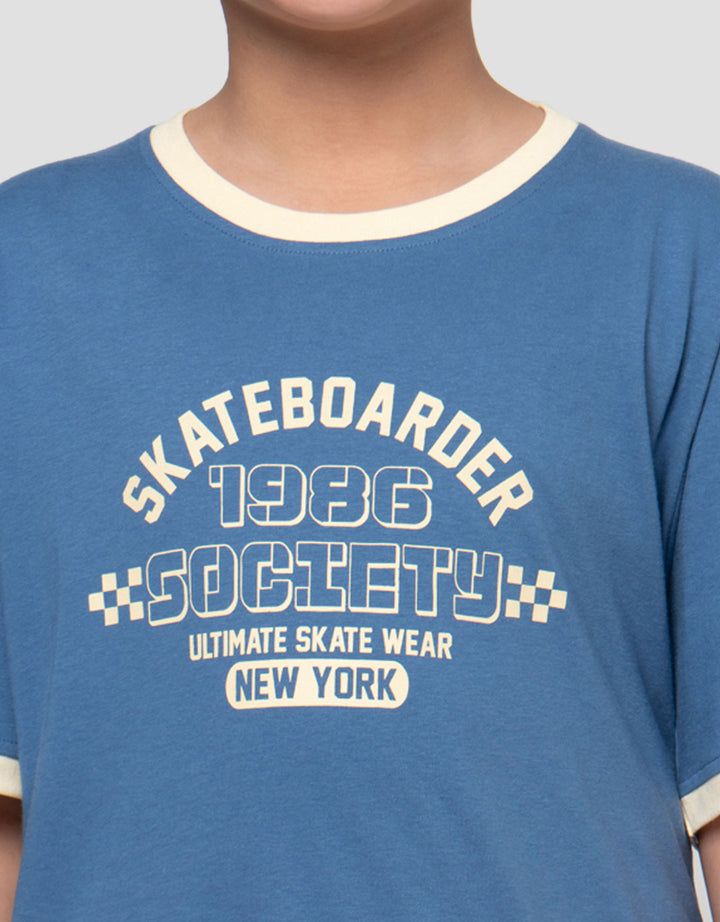 Nevada Ringer Both Side Print Skate Print Kaos Anak Laki-laki