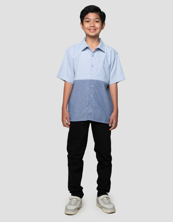 Nevada Oxford Solid Cut N Sewn Kemeja Anak Laki-laki