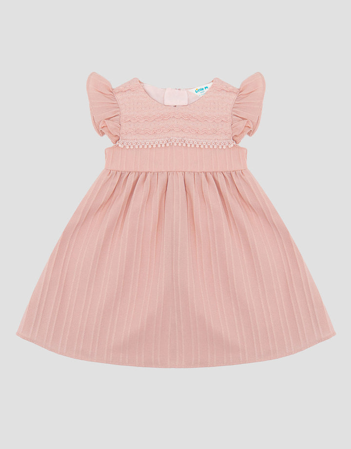 Little M Woven With Lace And Pikok Dada Dress Bayi