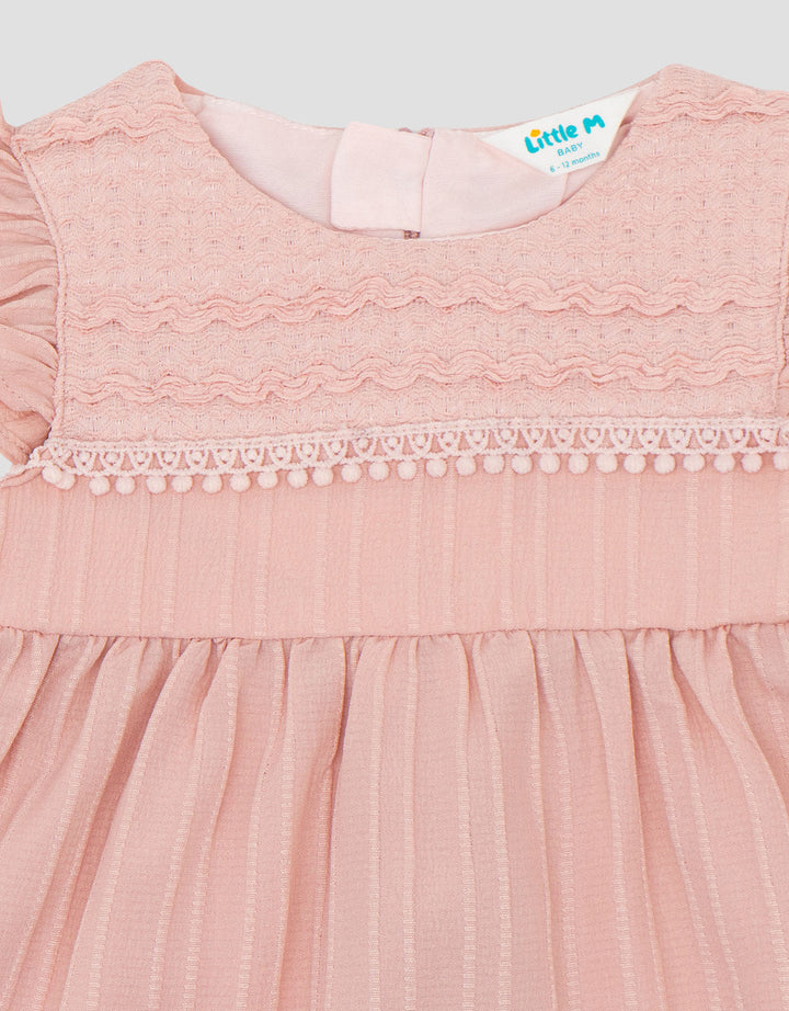 Little M Woven With Lace And Pikok Dada Dress Bayi