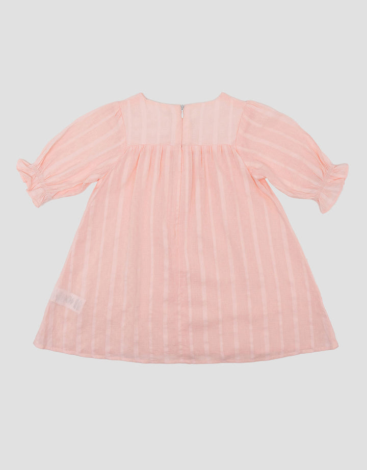 Little M 7/8 Woven Texture With Pita Dress Bayi