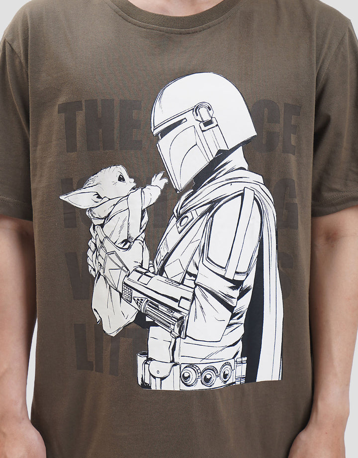 Star Wars Reg Mandalorian And Grogu Oveshadow Text Kaos Pria