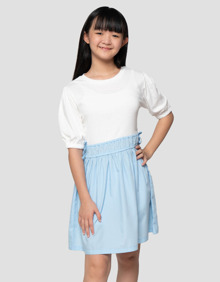 Nevada Knit Kombinasi Woven Pita Midi Dress Anak Perempuan