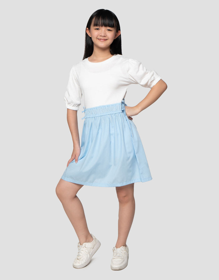 Nevada Knit Kombinasi Woven Pita Midi Dress Anak Perempuan