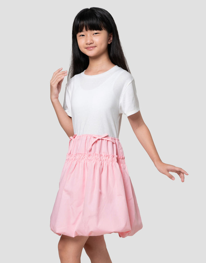 Nevada Kombinasi Woven Balon Midi Dress Anak Perempuan