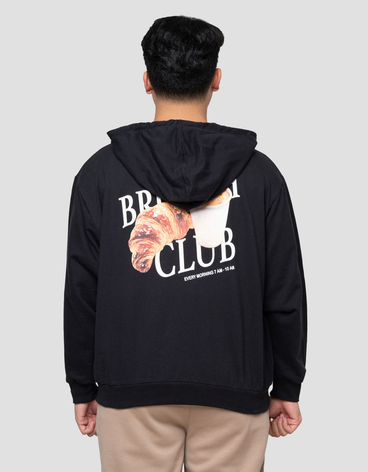 Nevada Boxy Fit Brunch Club Back Print Jaket Hoodie Pria