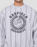 Nevada Garfield With Stripe Print Varsity Boxy Fit Sweater Pria