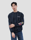 Nevada Patches Sleeve With Stripe Print Varsity Sweater Pria