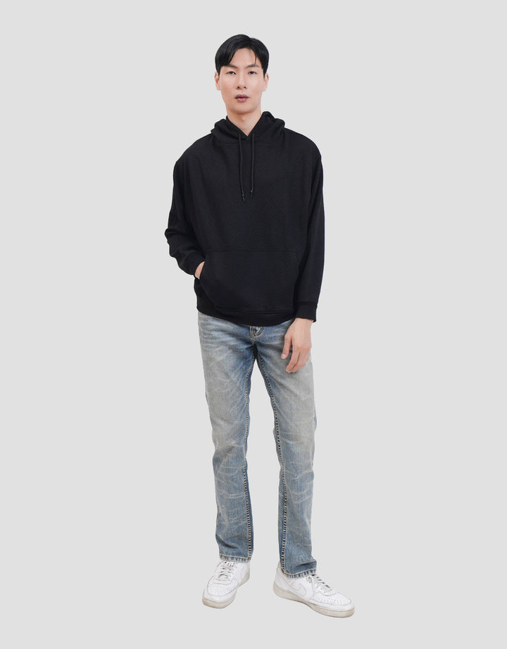 Nevada Textured Boxy Fit Jaket Hoodie Pria