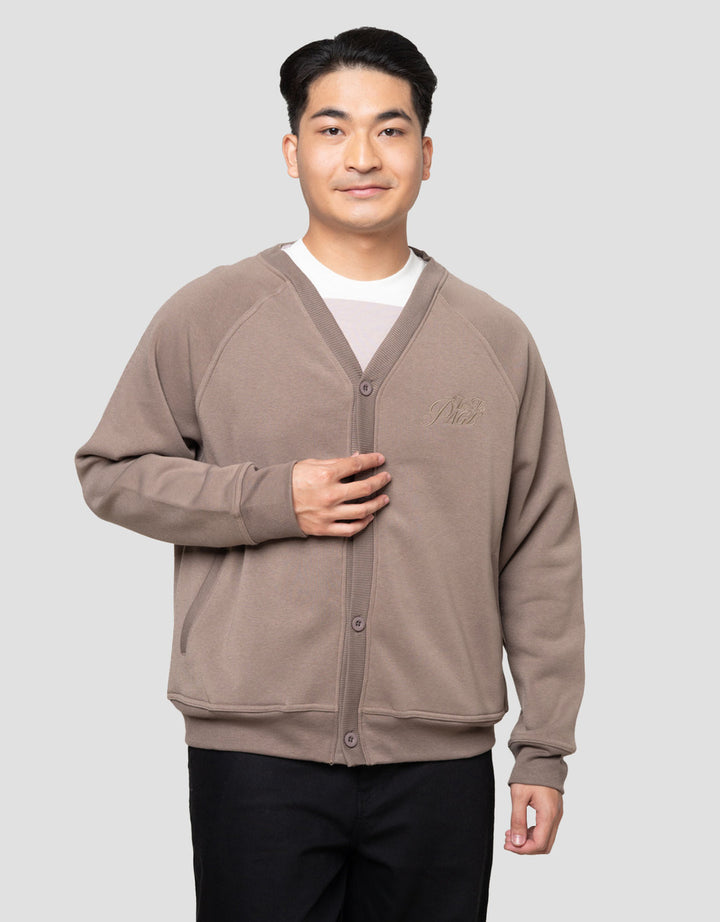 Nevada Knit Cardigan With Embro Wording Jaket Pria